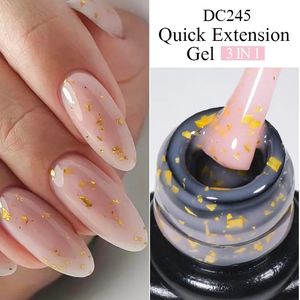 Mtsii 7 ml glitter folie snabbgel nagel polsh rosa naken guldformande finger blöt av konst 240528