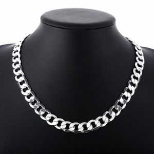 Chains 20 22inch 12 Mm Curb Chain Necklace For Men Silver 925 Necklaces Choker Man Fashion Male Jewelry Wide Collar Torque Colar 319Y