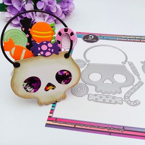 Alinacutle Halloween Candy Skull Jar Metal Cutting Die Cut Scutbooking Paper Craft Album Handmaserad kortmall Dies Cutting