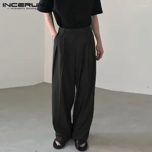 Herrenhosen Incerun 2024 koreanische Herrenhosen Casual All-Match Wide Bein Long Mode Street Solid Simple Pantalons S-5xl