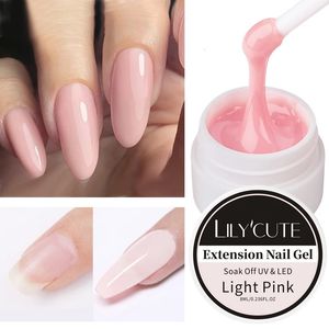 Lylycute 8ml жесткий желе гель -лак для ногтей белый чистый розовый строительный конструкция Extend Soak с ультрафиолетового искусства Manicure 240528