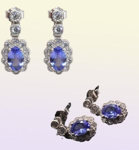 100 подлинных серьгов с каплями танзанита для свадьбы 4 мм 6 мм VVS Tanzanite Silver Sergring