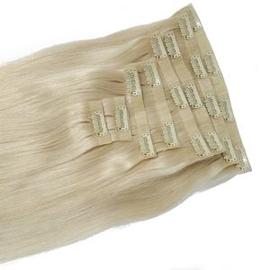 Clip in Haarverlängerungen Silky gerade echtes menschliches Haar Remy 14-24 Zoll 100 g Brasilianisch Indianer für Vollkopf Doppelschalte