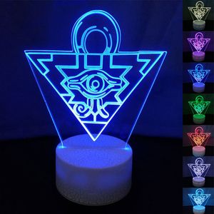 Yu Gi Oh Duel Monsters 3D Night Lights Millennium Puzzle Visual Illusion LED Changing Novelty Desk Lamp 240f