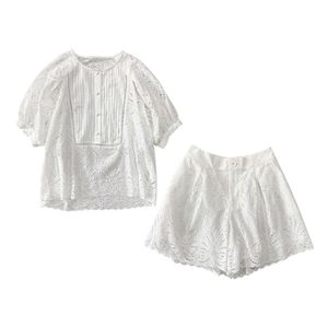 Lato nowy francuski styl zapachowy zestaw celebrytów kobiet biała koszula+szorty Shenzhen Nanyou europejski zestaw odzieży damskiej