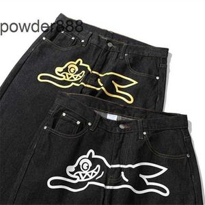 American Trendy Hip-Hop Flying Dog Print shorts jeans retos para homens vibe high Street Casual Fashion Wide Capris