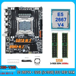 Placas-mãe x99 Conjunto de placa-mãe LGA 2011-3 Kit Xeon E5 2667 V4 Processador de CPU com 32 GB (2 16 GB) DDR4 Memória de 2400MHz 2667V4 Combinamento de computador