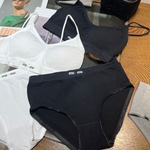 Women logo letter print padded bustier bra vest and panties sets designer underwear lingerie