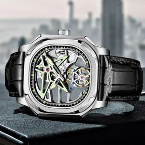 Zegarek na rękę Aesop Natural Diamond Tourbillon Mechaniczny szkielet dla mężczyzn 316L Wodoodporne zegarki ze stali nierdzewnej Sapphire