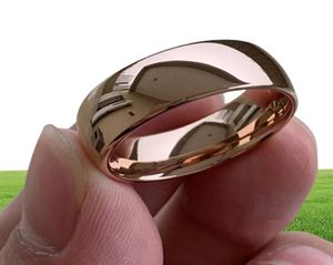 Anel de casamento de tungstênio de ouro rosa clássico para mulheres homens tungstênio banda de noivado de carboneto Dome Polido acabamento 8mm 6mm anel y11192722735