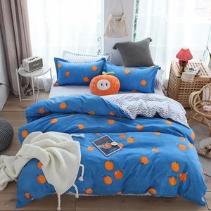 Sängkläder set blå orange säng linnan täcke täckbädd ark kudde/säng set polyester geometrisk mjuk tröskel för barn vuxen