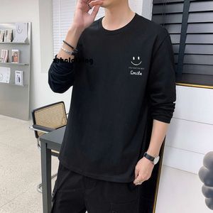 camiseta de grife masculina de ginástica e mangas compridas masculinas de mangas compridas algodão, roupa de algodão, roupa de outono, camisa inferior juvenil, marca da moda do Instagram