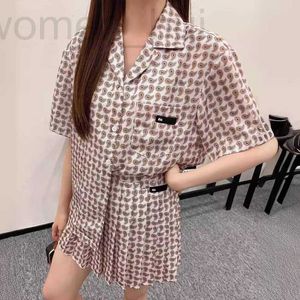 Two Piece Dress designer Designer Brand Early Spring New Patterned Shirt Set with Short Sleeved Casual Paired Pleated Low Waisted Skirt 9888 DIIL