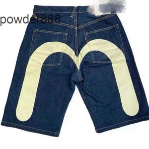 Hip Hop Hop Trendy Brand em forma de m denim impressa shorts high street nicho de perna reta larga capris