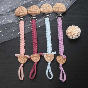 5st Pacify Toys Handgjorda vävda baby nappkedjan Beech Wood Spädbarn Dummy Holder Clips för ammande Soother Nipple Chain Chewing Toys Gift