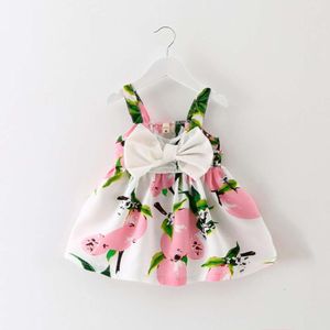 2023 Summer Lemon Print Nyfödda spädbarnsklänningar Dopklänningar Princess Birthday Dress for Baby Girl L2405 L2405