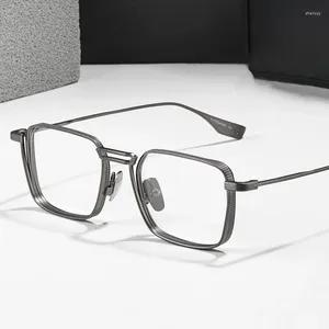 Okulary przeciwsłoneczne ramy Vintage tytan kwadratowe okulary optyczne rama dla mężczyzn okularów na receptę na receptę mężczyzn