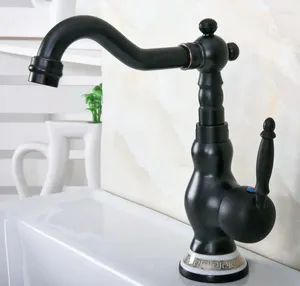 Kitchen Faucets Black Oil Rubbed Bronze Ceramic Base Wet Bar Bathroom Vessel Sink Faucet Single Hole Swivel Spout Mixer Tap Anf659