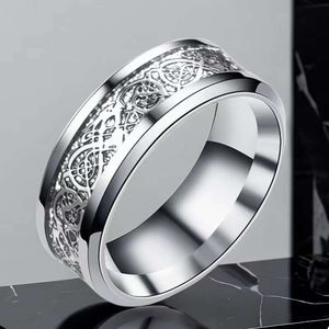 non fading Titanium niche dragon pattern ring Japanese Korean cold stainless steel jewelry