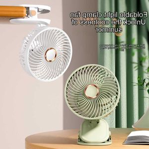 Fans New Night Light Electric Clip Fan Foldable USB Rechargeable Portable Outdoor Home Office 5-gears Wireless Desktop Cooling Fan 037X