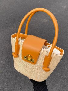 Summer vegetable basket bag womens designer brand Handbag Luxury grass woven crossbody bag beach vacation bucket bag 240531