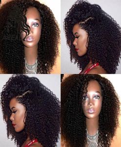 545039039 Silk Top Full Lace Wigs Glueless Kinky Curly Human Hair Mongolian Spets Front Wig Virgin Hair With Silk Base Baby7631246