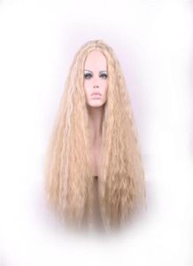 Woodfestival Kinky Curly Wig Long Blonde syntetiska peruker Kvinnor African American Good Quality Heat Restent Fiber Hair Cosplay 70cm8076591