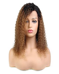 Glueless fullfront spetsar peruker brasilianska hår ombre färg långt mänskligt hår rå remy ny kinky curly5376537