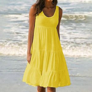 Casual Dresses Holiday Dress Outfits 2024 Party Summer Sleeveless Beach Womens Solid Women'S Woman Clothing