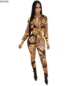 Winter Women Pants Set Full Sleeve National Print Tracksuit Jackets Tops Passar Two Piece Set Night Club Sporty Outfits GLD92026562510