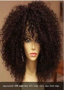 100 Human Afro Kinky 3C 4A 180 250 Gęstość koronkowa peruka z przodu HD Szwajcarskie kręcone włosy dla czarnych kobiet 18 -calowy statek Diva14829803