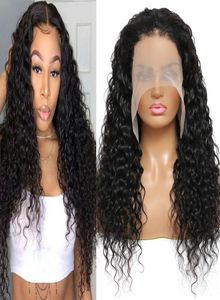 13x4 Spetsfront peruker Transparent Human Hair Wig Förplukt rak kroppsvågvatten kinky lockigt brasiliansk peruansk malaysisk indi1595397