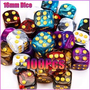 Dice Games 16mm 6 Sided Dice Set 100/50/30/10Pcs Random Colors Round Corner D6 Square Game Dice for PRG Party Playing Board Teaching Math s2452318