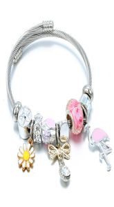 Säljer persikablomma kärlek pärlstav armband mode liten tusensköna pendell charm designer kvinnor armband smycken gåva2206900