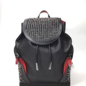 Zaino Christian Black and Red Backpack Designer Designer Borse Borse di zaino di grande capacità per chiusura delle donne Crovate in pelle casual