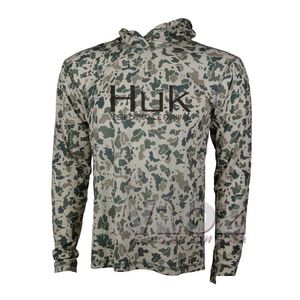 Outdoor T-Shirts Men Huk Fishing Hoodie Long Sleeve Sun Protection Sweatshirt Breathable Quick Dry Camouflage Clothing Camisa De Pesca Otbsc