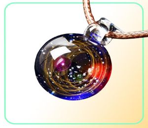 Boeycjr Universe Glass Bead Planetsペンダントネックレスギャラクシーロープチェーンソーラーシステムデザインネックレス2111232757023