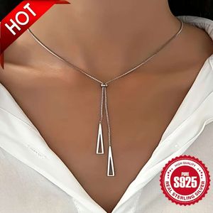 Premium Sterling Adjustable Geometric Necklace Unique Niche Design, Timeless , Hypoallergenic, Radiant Sier Hue - Chic Sweater Chain Neck Accent