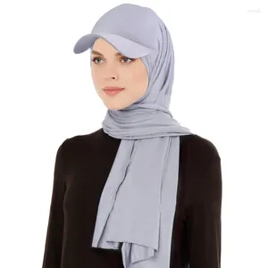Boll Caps Women Brim Bandana Cap Bonnets Scarf Hat Outdoor Sun Visir med Pre-bunt Turban Muslim Hijab Baseball