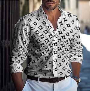 メンズカジュアルシャツメンズジオメトリックシャツ柔らかく快適な毎日のウェアスタイリッシュな格子縞の長いslveシャツ高品質のエクストララージサイズシャツXS Y240529