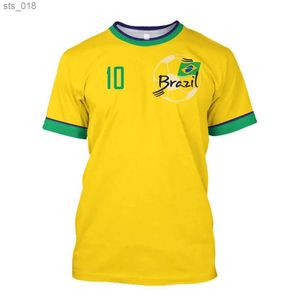 Fans toppar tees brasilianska jersey brasiliansk flagg urval fotboll lag skjorta o-hals ultravin bomull kortärmad mens topp h240531