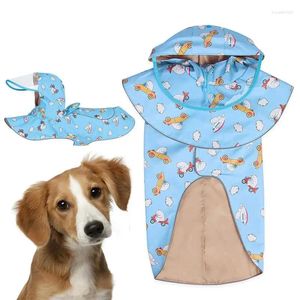 Dog Apparel Rain Jacket Pet Clothes With Poncho Hood Adjustable Lightweight Raincoat Hoodies Strip