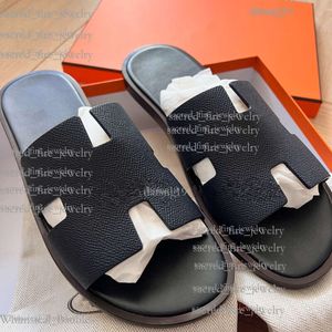 H Sandal Luxury Sandal European Sandals Designer Sandal Breathable Beach Brand Leather Indoor Fashion And Leisure Men's Slippers Season Large One Word Slipper 7B1