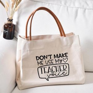 Shoppingväskor lärare röst kvinnor dam canvas handväska gåva för undervisning bok arbete strand droppe