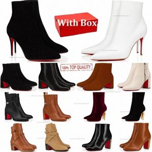 designer Boots Red Top Red Bottoms boots Womens High Heels Ankle Heels Luxury Reds Soles Heel party boot popular Trendy Short BootiesO2Ti#