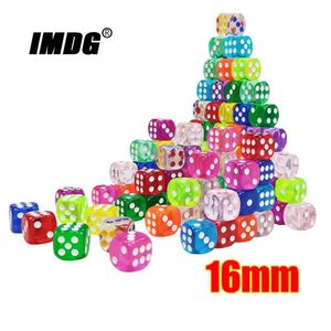Dice Games 10pcs/Pack Transparent Acrylic Dice 16mm High Quality Multicolour #16 Round Corner Boutique Game Dices Cubes s2452318