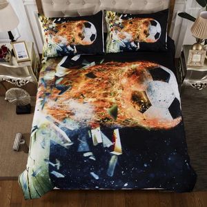 Sängkläder set Sportset 3D Print Football Flying Däcke Cover Cumow Case Twin Queen King Size Bedclothes 3st Home Textiles