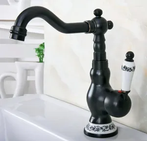 Kitchen Faucets Black Oil Rubbed Bronze Ceramic Base Wet Bar Bathroom Vessel Sink Faucet Single Hole Swivel Spout Mixer Tap Anf658