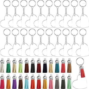 Party Favor 200st Blomma High Transparent Authentic Acrylic Keychain Color Leather Tassel Process