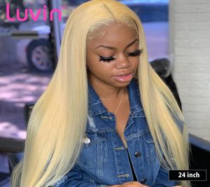 28 30 Inch Straight 613 Blonde Lace Front Human Hair Wigs Remy Transparent Glueless Frontal Closure Wig Pre Plucked Baby Hair7569123